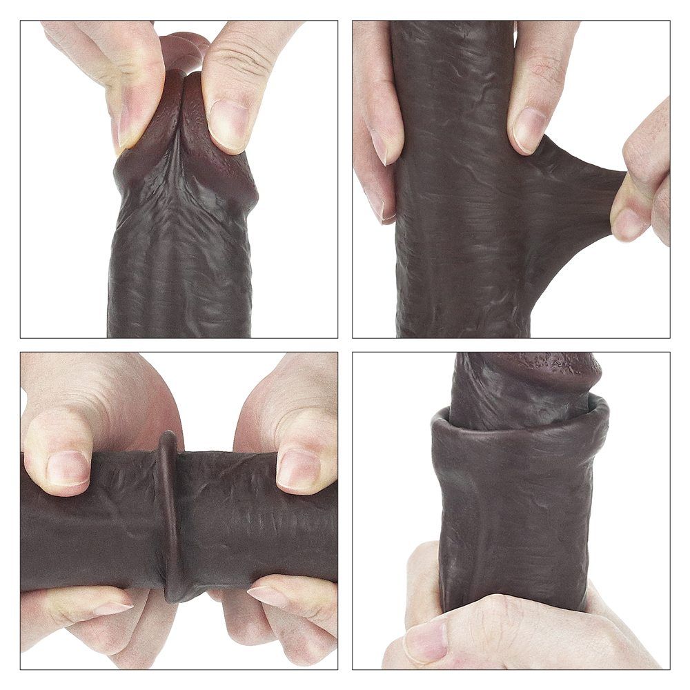 Made with realistic dual-layer sliding-skin material for Iif... Lovetoy - 9'' Sliding Skin Dual Layer Dong - Brown photo-16