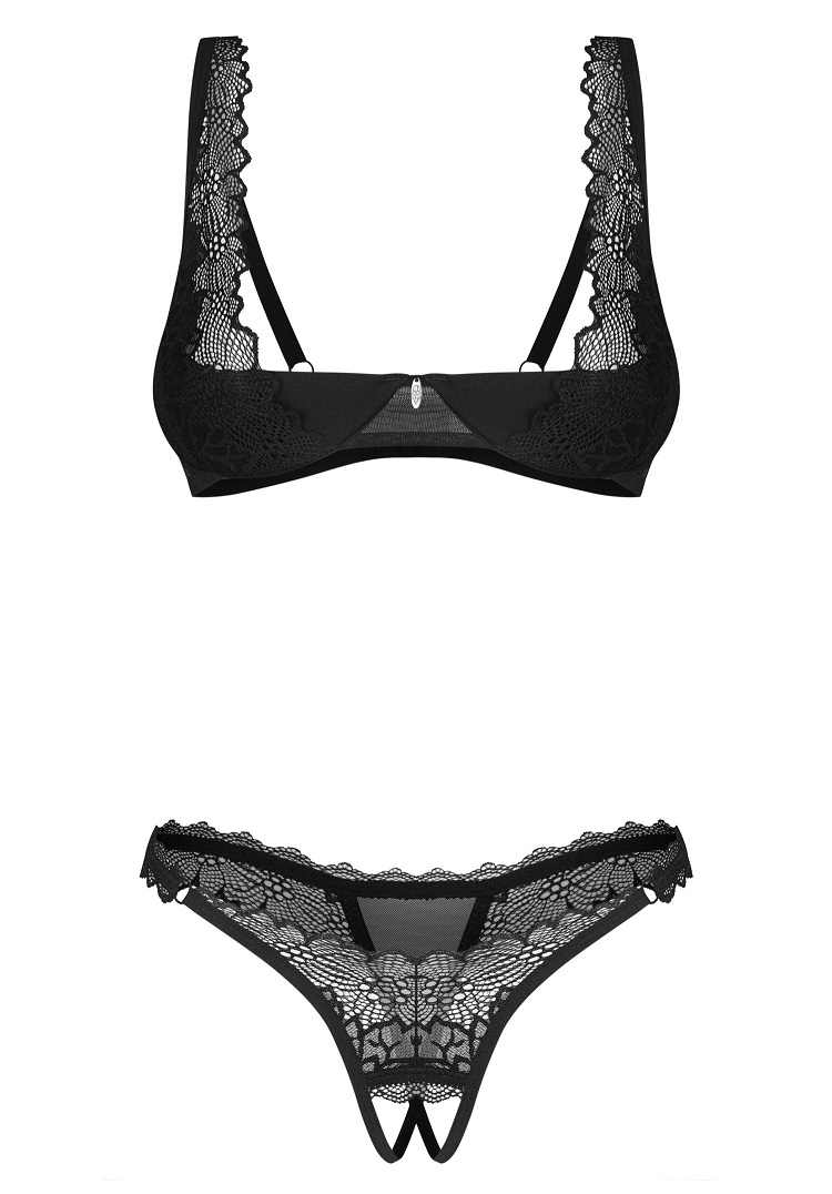Obsessive - Deina More Crotchless Set 2 pcs - Black - S/M photo