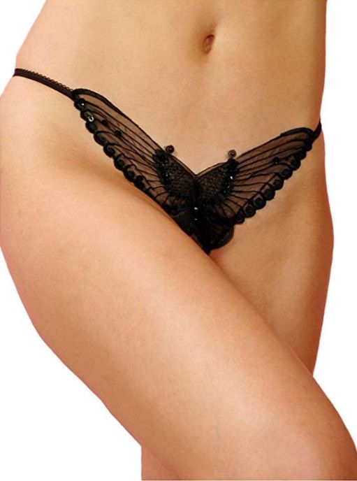 Butterfly Crotchless W/Peral Sequin Detail
O/S Leg Avenue - Butterfly Crotchless Thong - Black photo-3