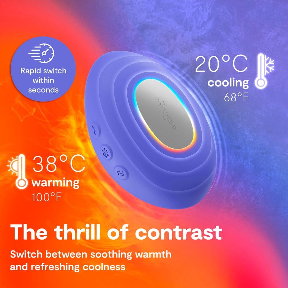 Designed as a lay-on vibrator with precision temperature... We-Vibe - Temp Cooling & Heating Massager - Lavender Blue photo-7