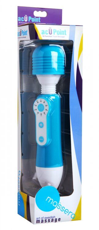 With its discreet size, cord-free body, and soft angled head... Massera - AcuPoint 10 Function Travel Massager - Blue photo-4