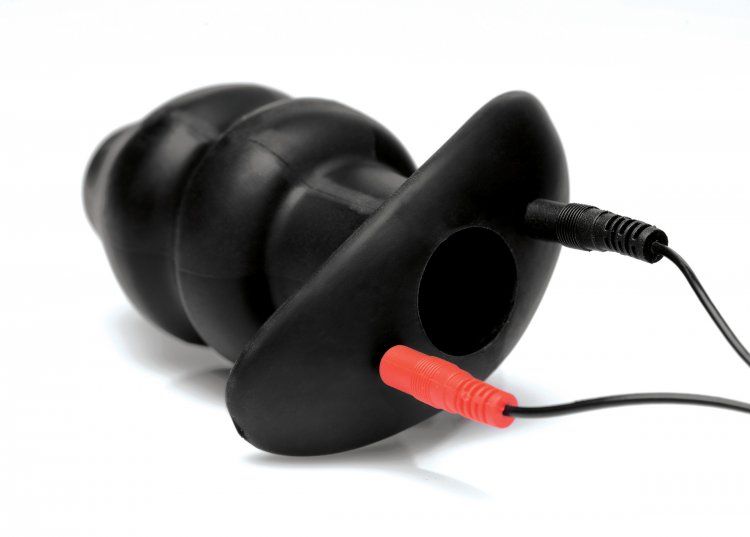 Amplify your anal E-stim experience with this unique butt pl... Zeus Electrosex - Amplifier E-Stim Hollow Butt Plug - Black photo-6