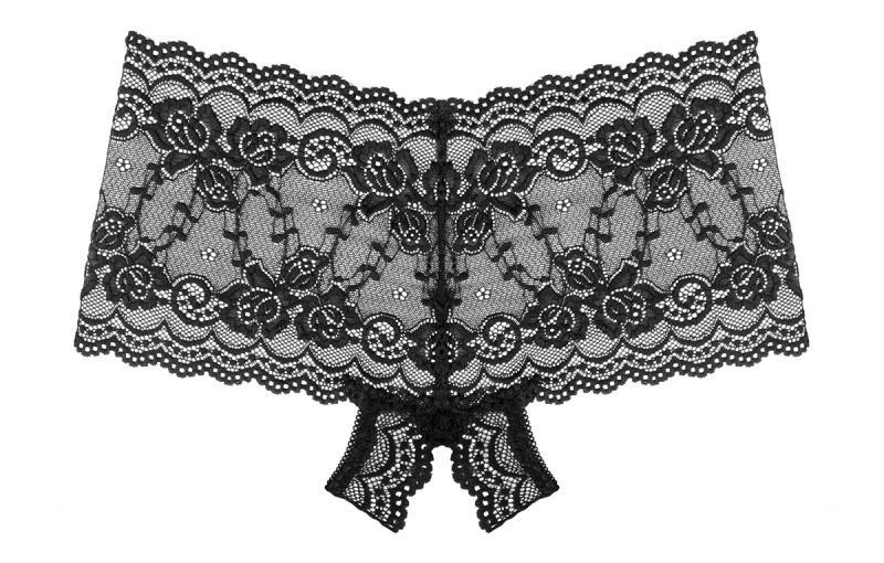 These crotchless lace briefs fit beautifully. The mid-rise b... Underneath - Mila Crotchless Briefs - Black - S/M photo-2