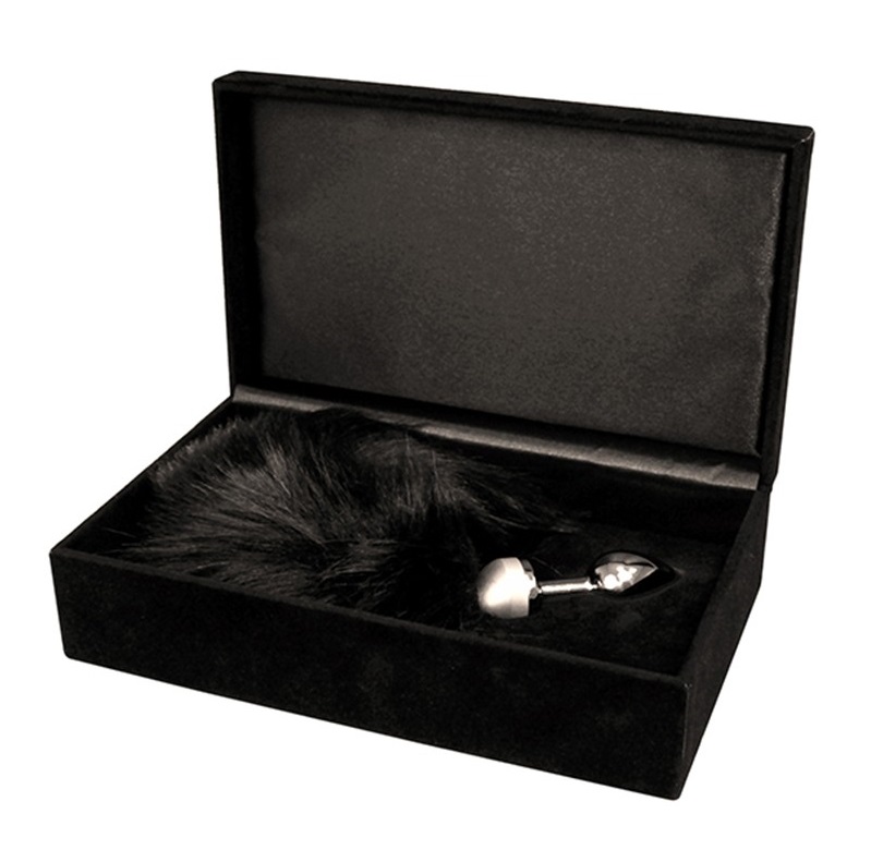 Metal butt plug with fox tail in a luxurious and discreet st... Rimba - Butt Plug w Tail - Black - S photo-5