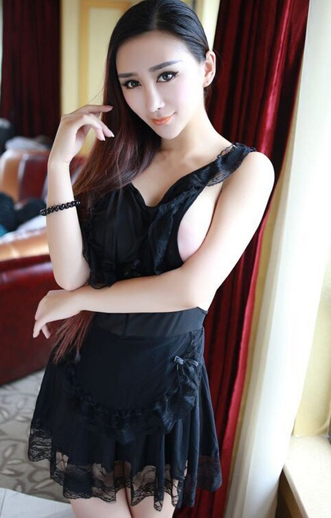 Lace sexy maid costume for spice night SB - Maid Mesh Babydoll - Black photo-6