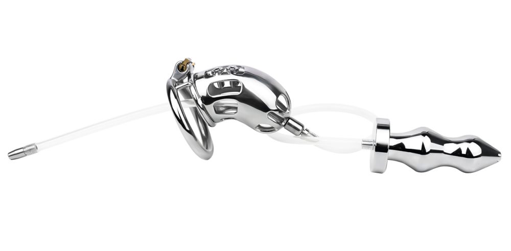 Material: 304 Stainless steel
Cage length: 90mm &... FAAK - Metal Chastity Cage w Catheter & Plug photo-4