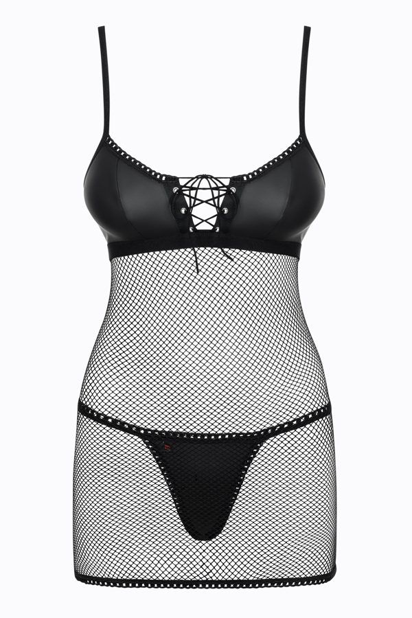 Do you already have a plan for tonight? Fantastic! Did you r... Obsessive - Redella Chemise & Thong - Black - S/M photo-7
