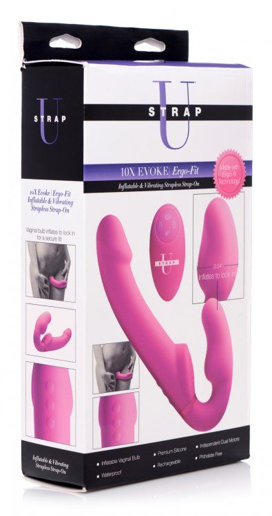 Perfect for penetrating a male or female body, this remote-c... Strap U - Remote Control Inflatable Vibro Strapless Strap-On - Purple photo-8