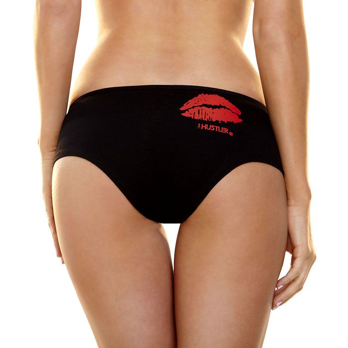 Hustler - Lips Logo Screen Print Booty Short SM Black photo