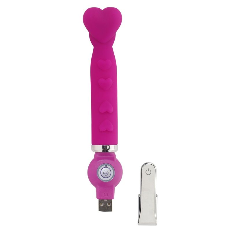 Rechargeable silicone USB plug dildo with 20 speeds.
S tron... Aphrodisia - Alice Heart Shaped Vibe - Rose photo-3