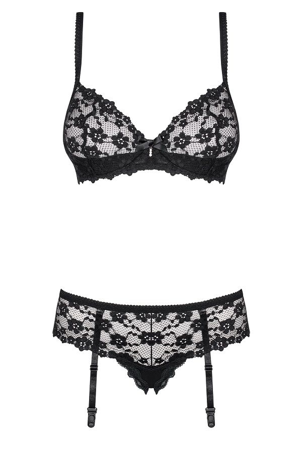 Sexy, elegant and very feminine – black set with a perfect, ... Obsessive - Letica 2 pcs Set - Black - S/M photo-7