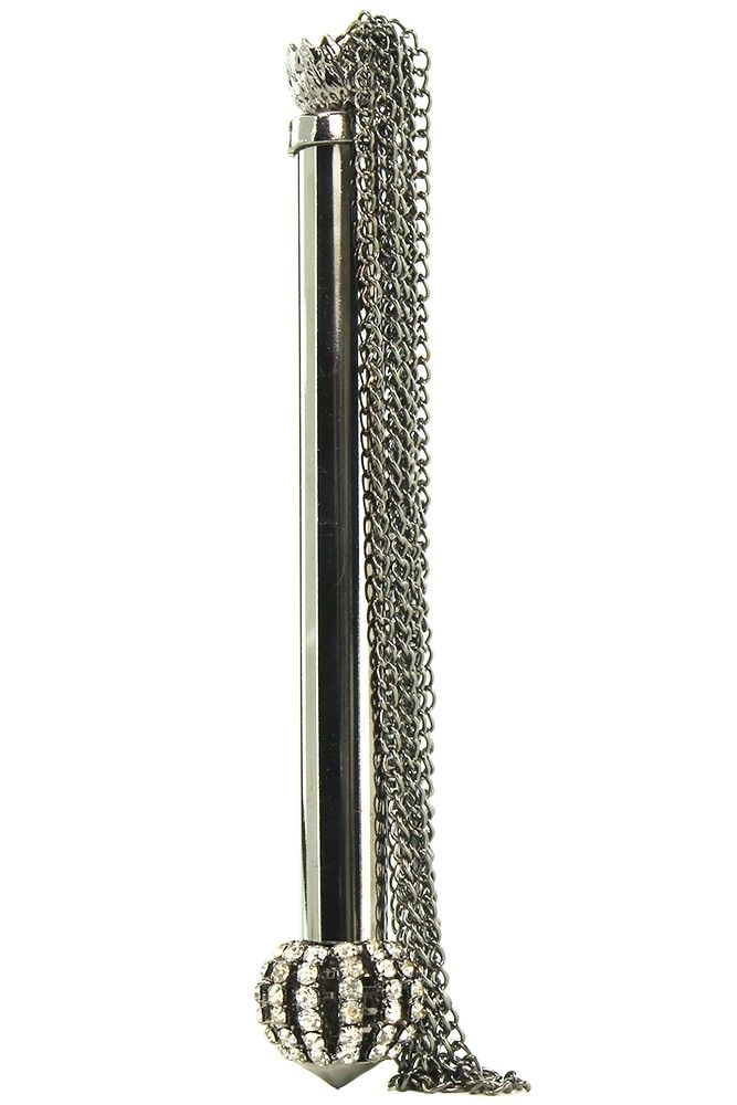 A gem-encrusted crown and gleaming handle with strands of de... Sportsheets - Midnight Jeweled Chain Tickler photo-3