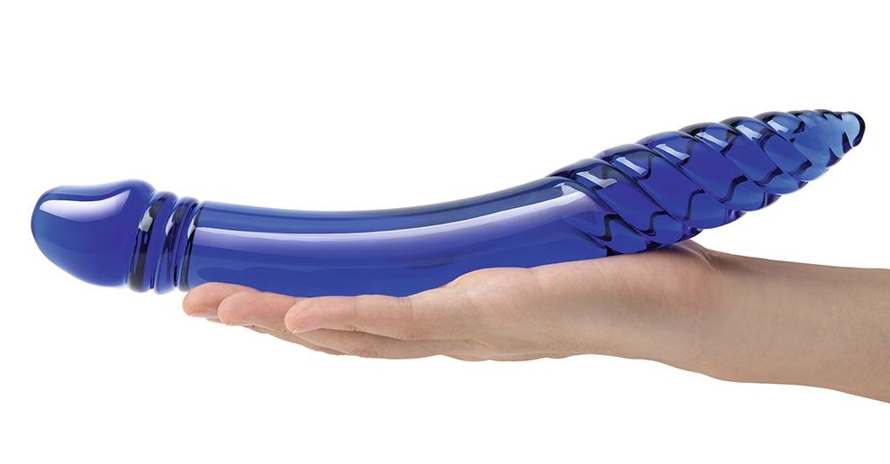 Discover unparalleled pleasure with Glas' 11" Doubl... Glass - 11" Double Dildo - Blue photo-3