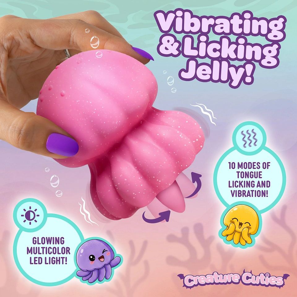Creature Cuties - Glow Jelly Licking Vibro Stimulator - Pink photo-3