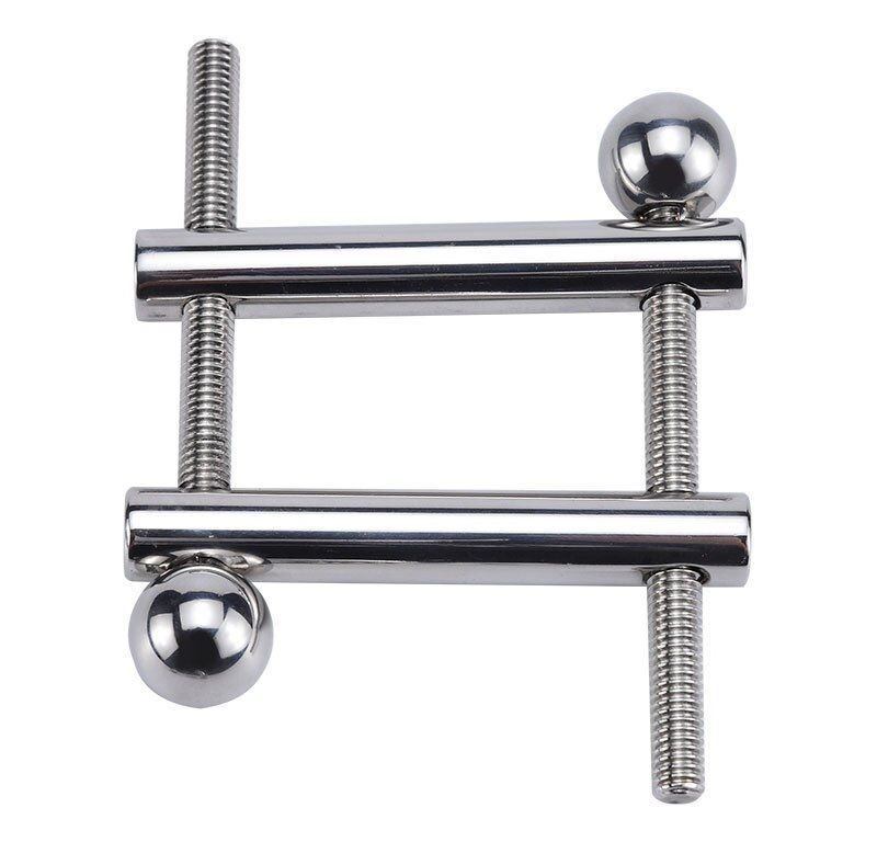 Stainless steel penis bondage lock cock MT - Square Ball Stretcher - Silver photo-3