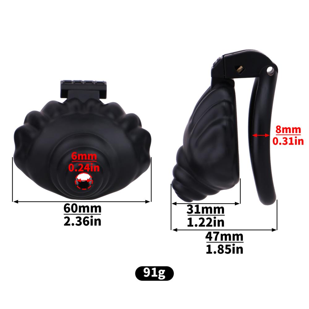 Material: Resin
Cage high: 31mm
Cage length: 47mm &nb... FAAK - Shell Resin Chastity Cage - Black photo-14