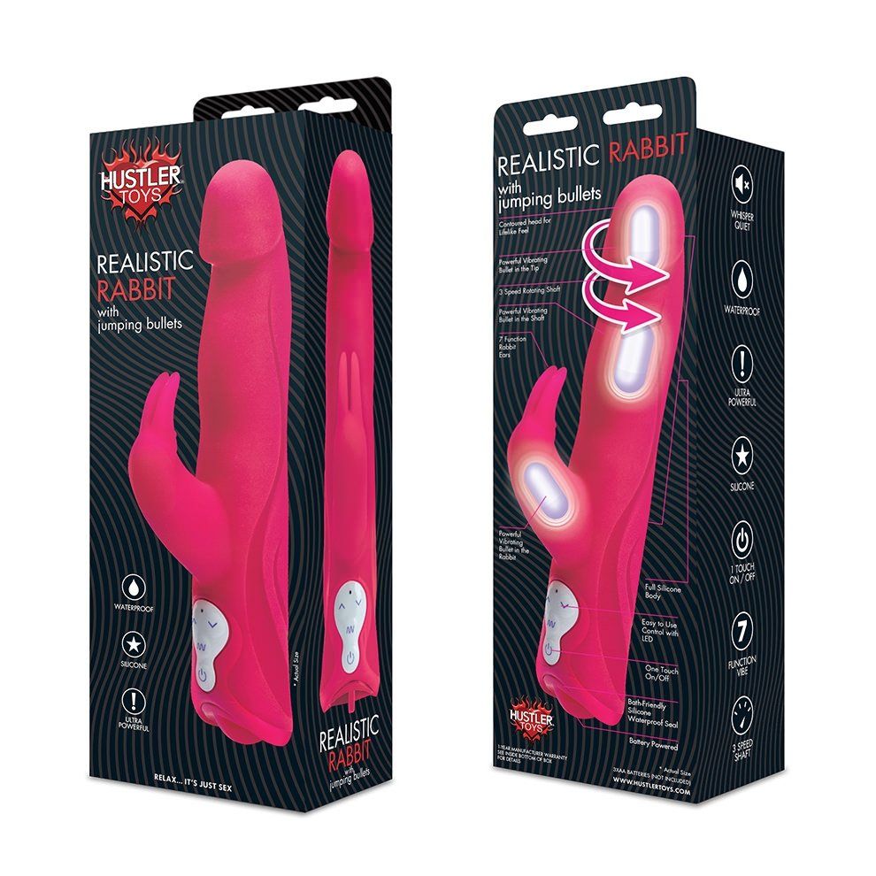 Satisfy your need for the real thing with Hustler Toys’ Mr. ... Hustler - Realistic Rabbit With Jumping Bullets - Pink photo-3