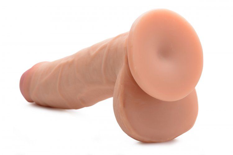 Big and bulging with veins for an internal massage! This bea... USA Cocks - 9″ Ameriskin Dual Density Dildo - Flesh photo-3