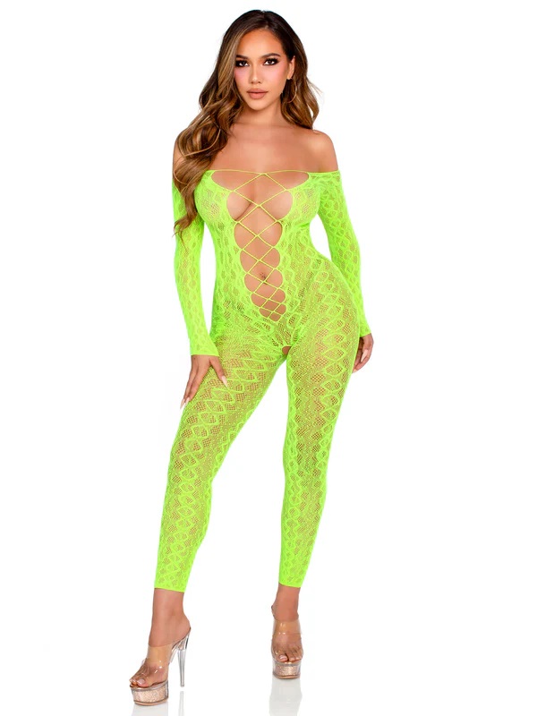 Leg Avenue - Flawless Vibes Python Bodystocking - Neon Green photo