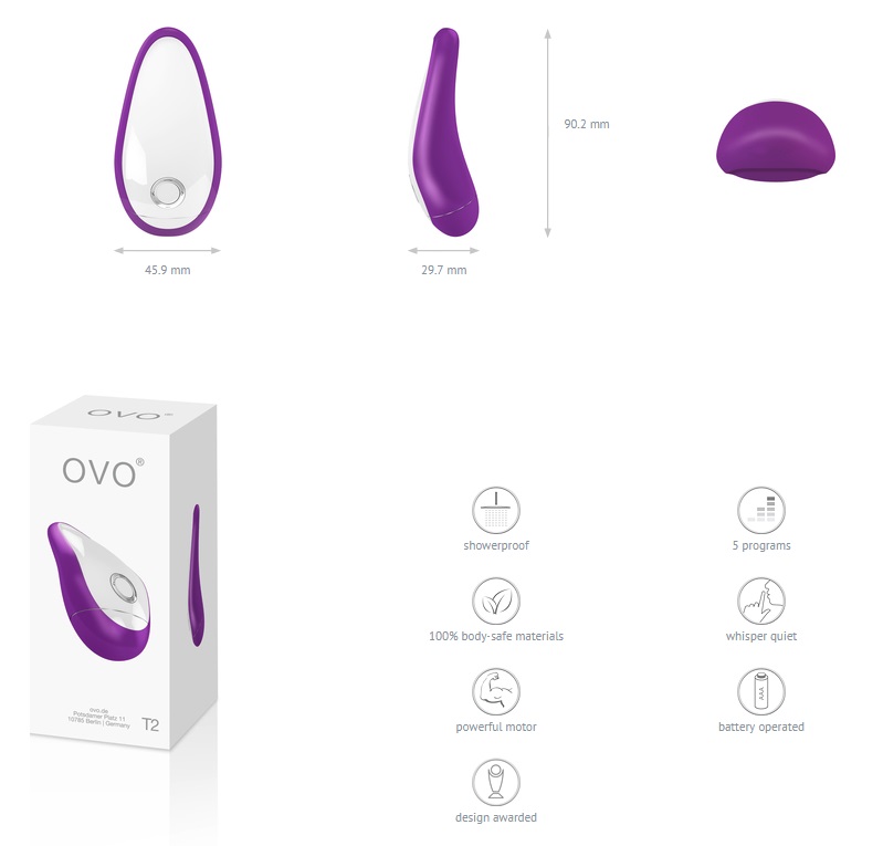 ovo T2 is made of 100% body safe material, with silky sm... Ovo - T2 Massager - Purple photo-4