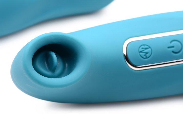 Twin toys crafted for tandem pleasure! Built for those who l... Inmi - Entwined Thumping Egg & Licking Stimulator - Blue photo-6