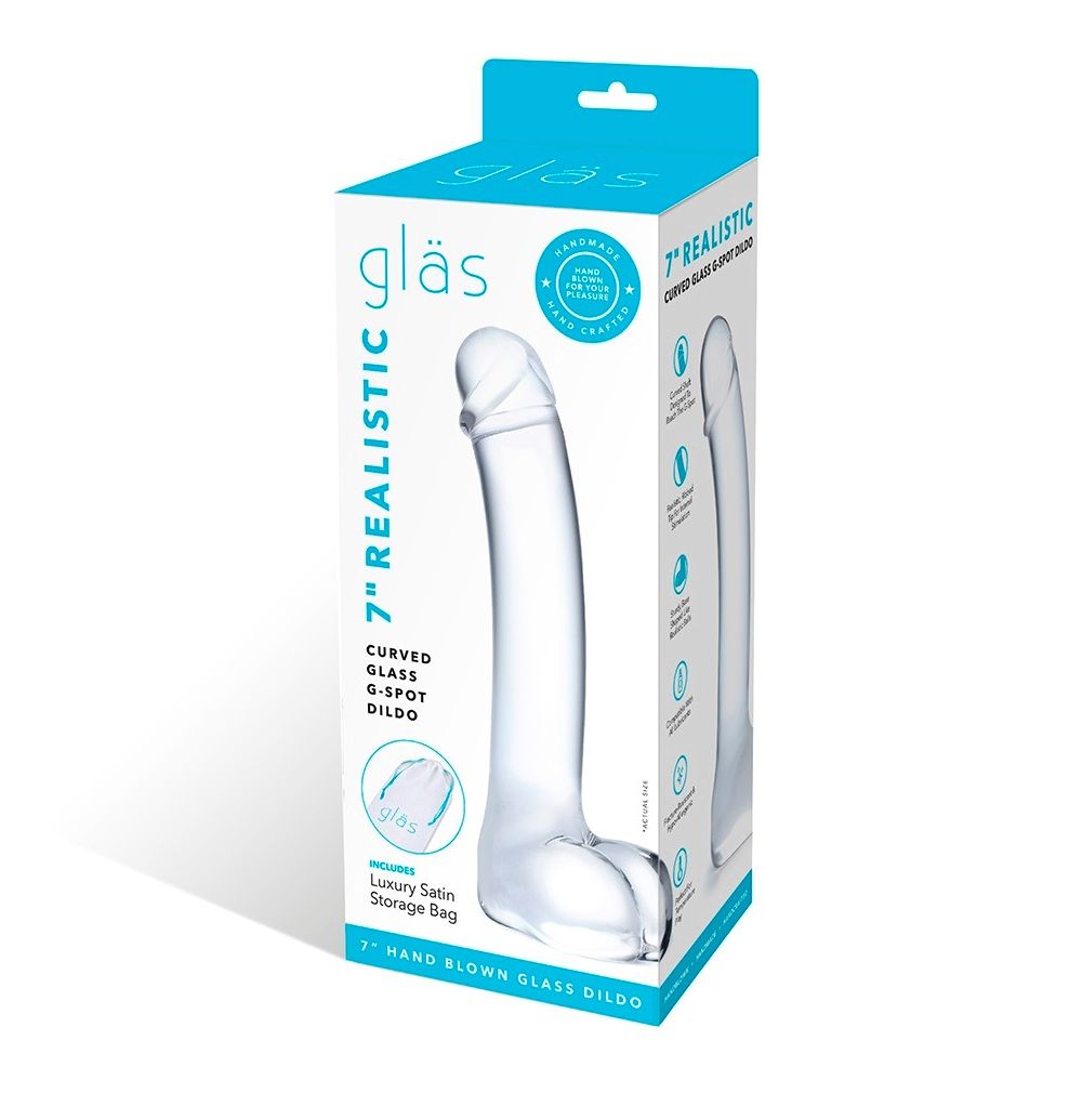 Glas - 7″ Realistic Curved Glass G-Spot Dildo photo-5