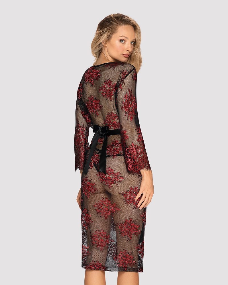 We know you like red and peignoirs that subtly emphasize sha... Obsessive - Redessia Peignoir - Black/Red - S/M photo-2