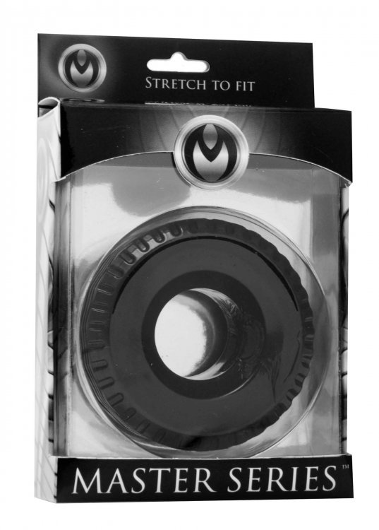 Get your motor running with this beguiling cock and ball tir... Master Series - Tread Tire Cock Ring - Black photo-4