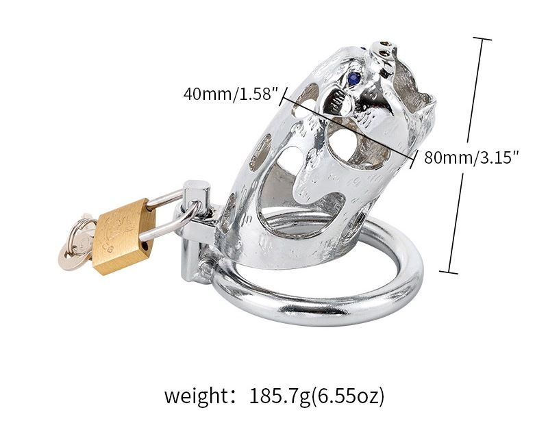 Silver chastity device in the shape of Chinese traditional z... MT - Wild Boar Chastity Cage 45mm - Silver photo-8