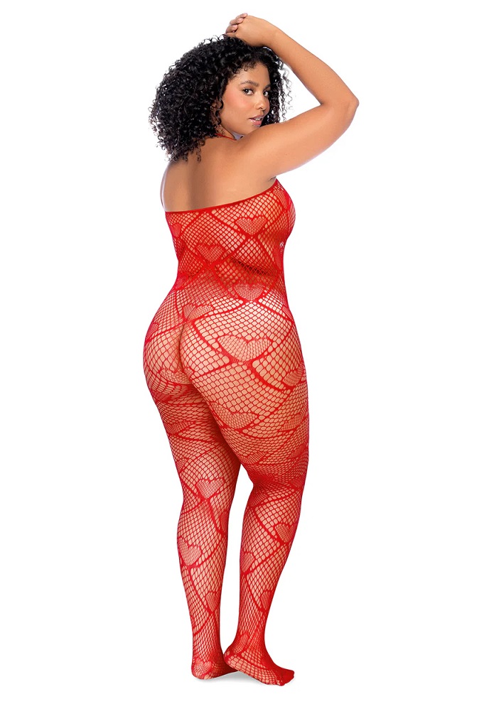 Mapale - 1164 Heart Bodystocking - Red - Plus Size photo