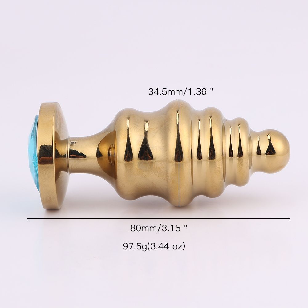 MT - Anal Plug - 80x34.5mm - Golden/Blue photo-4