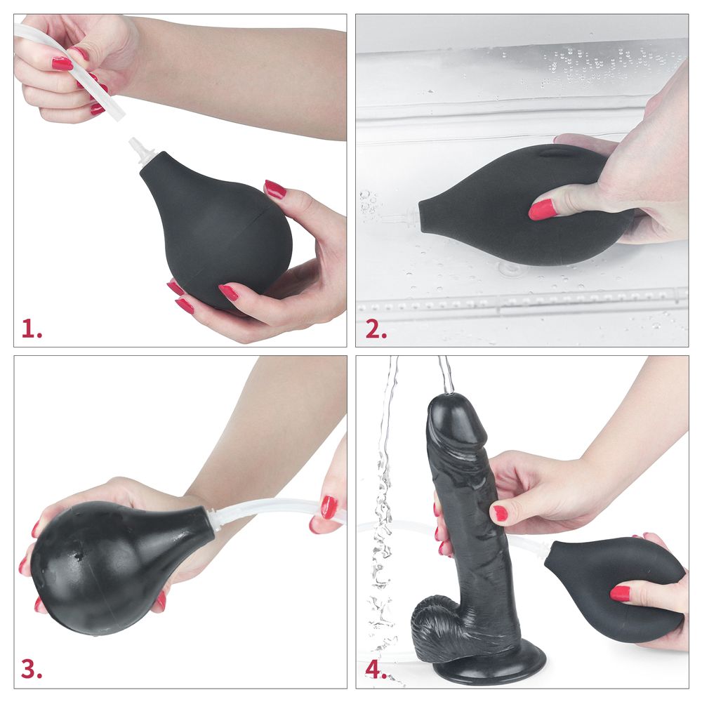 Enjoy lots of horny, squirting fun with this LoveToy squirt ... Lovetoy - 11" Squirt Extreme Dildo - Black photo-11