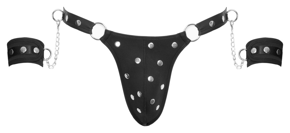 Svenjoyment - Male Thong w Hand Cuffs - Black - M photo-6