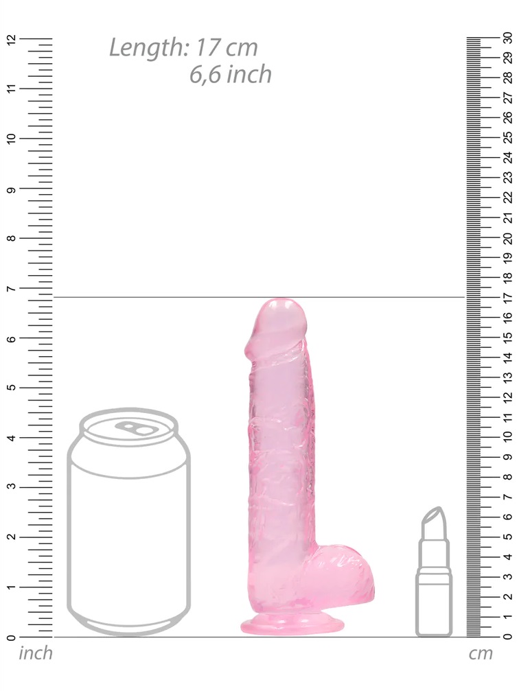 This REALROCK CRYSTAL CLEAR model has been designed with rea... RealRock - 6" Realistic Dildo w Balls - Pink photo-7