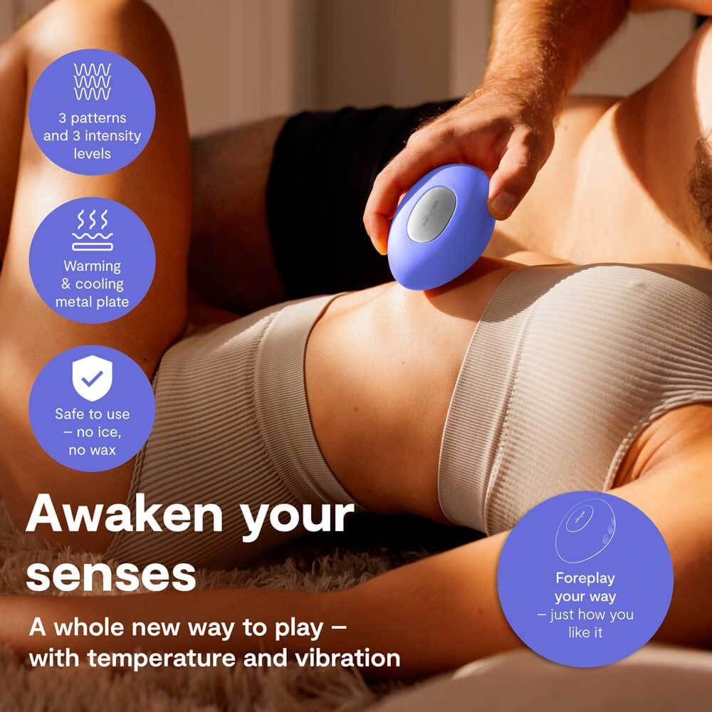 Designed as a lay-on vibrator with precision temperature... We-Vibe - Temp Cooling & Heating Massager - Lavender Blue photo-8
