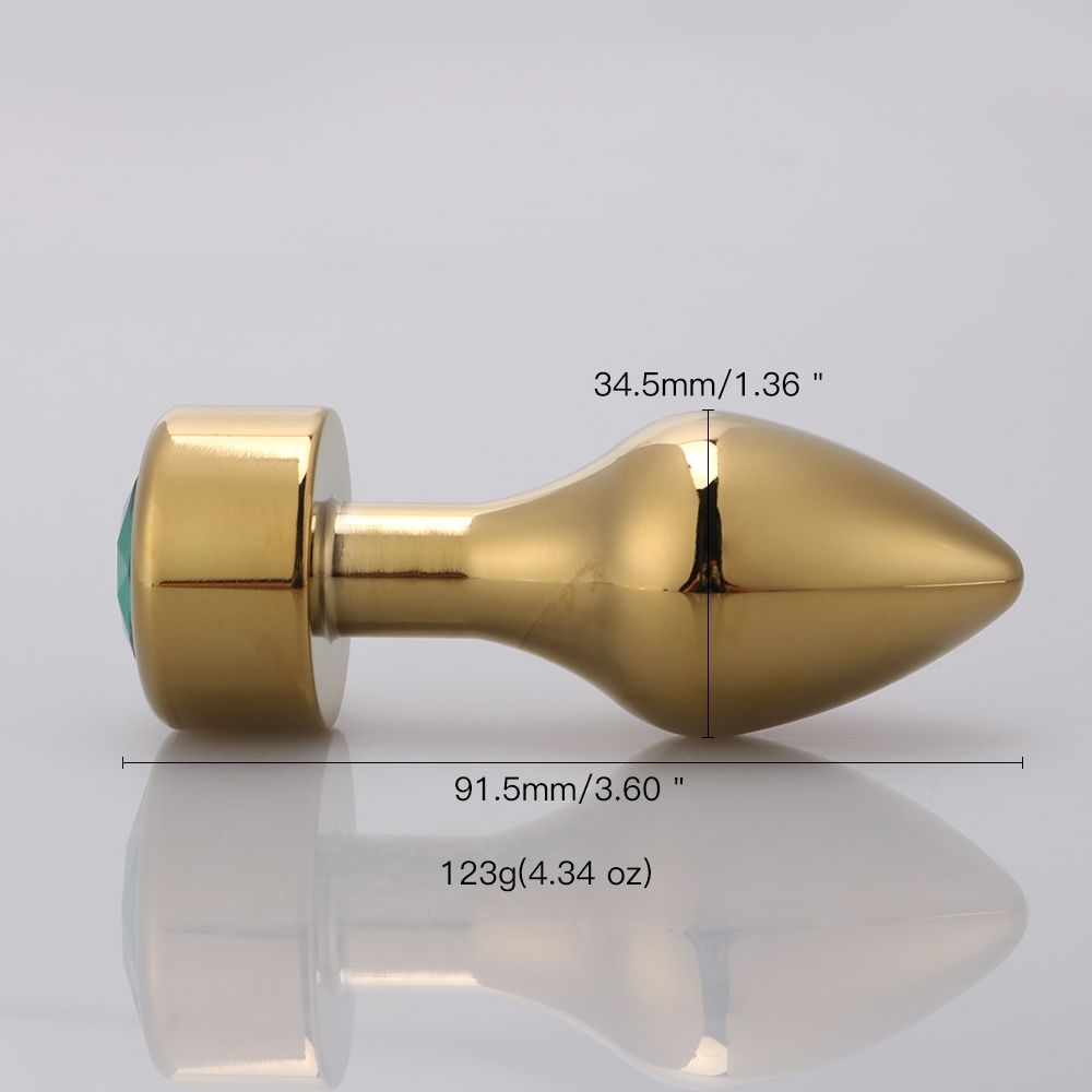 MT - Anal Plug 92x35mm - Golden/Green photo-5