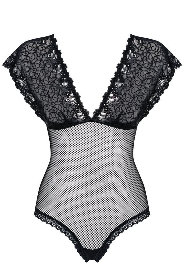 How does it feel to wear this teddy? Amazing! Lacy neckline ... Obsessive - 821-TED-1 Teddy - Black - S/M photo-7