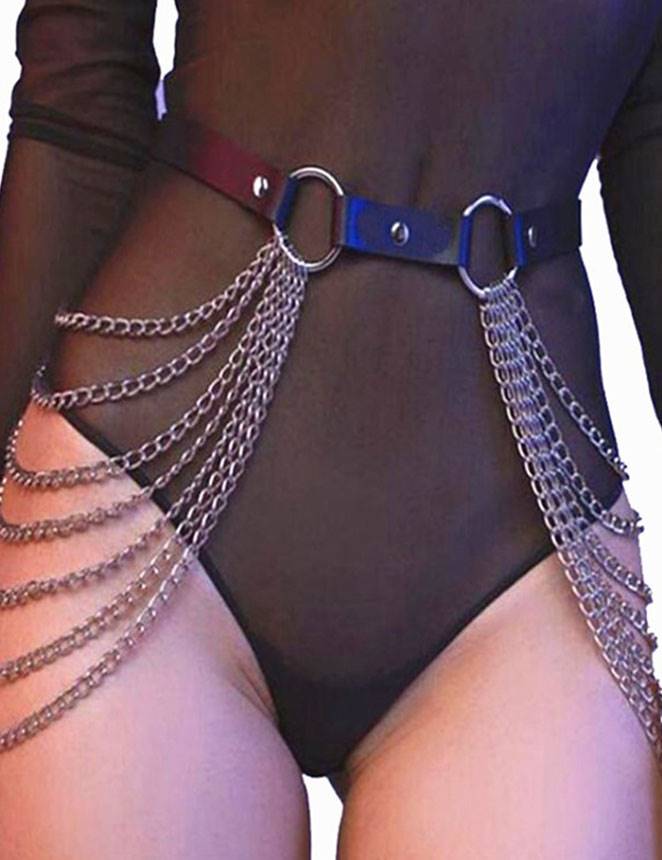 Ohyeah - Punk All-Match Chain Belt - Black photo