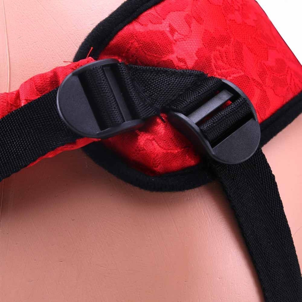 Slip into this gorgeous, lace up corset style, strap-on made... Sportsheets - Lace Corsette Strap-On - Red photo-4