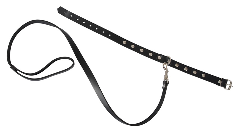 This sturdy collar is perfect for rough games and a real cla... Zado - Leather Collar w Belt - Black photo-2