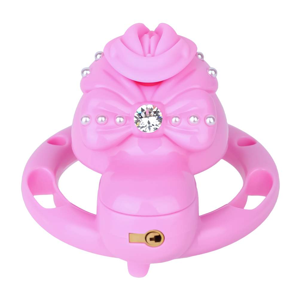 FAAK - Bow Chastity Cage w Cock Plug - Pink photo-9