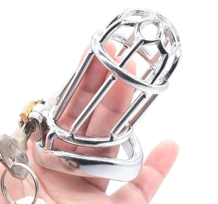 Total high: 75mm &n... FAAK - Chastity Cage 10 Long w Catheter 45mm - Silver photo-9