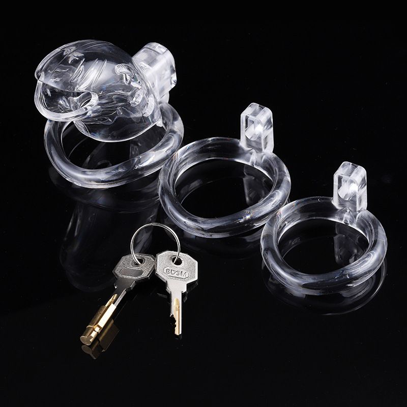 MT - Plastic Chastity Cage w Magic Lock - Clear