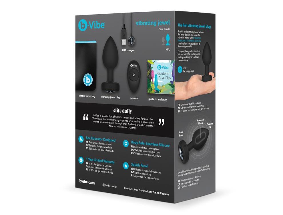 Sparkle and shine as you experience the inner delight of the... B-Vibe - Vibrating Jewel Plug M/L - Black photo-9