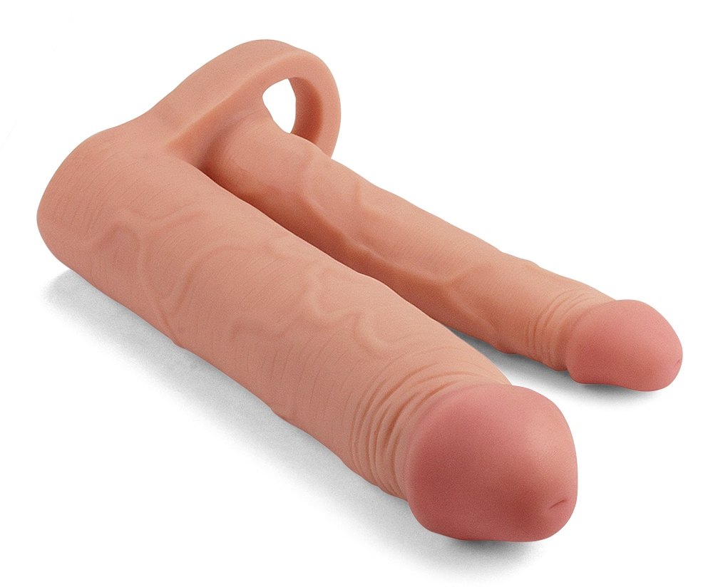 Intensify pleasure for both of you and add inches instantly ... Lovetoy - 2" Pleasure X Tender Double Sleeve - Flesh photo-3
