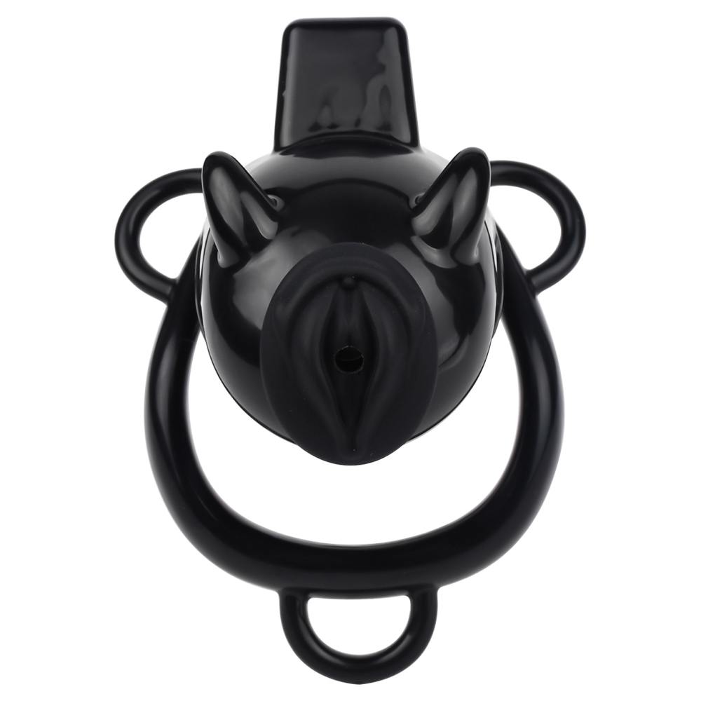 Material: Resin
Cage high: 26mm
Cage length: 56mm &nb... FAAK - Resin Pig Chastity Cage w Catheter - Black photo-4
