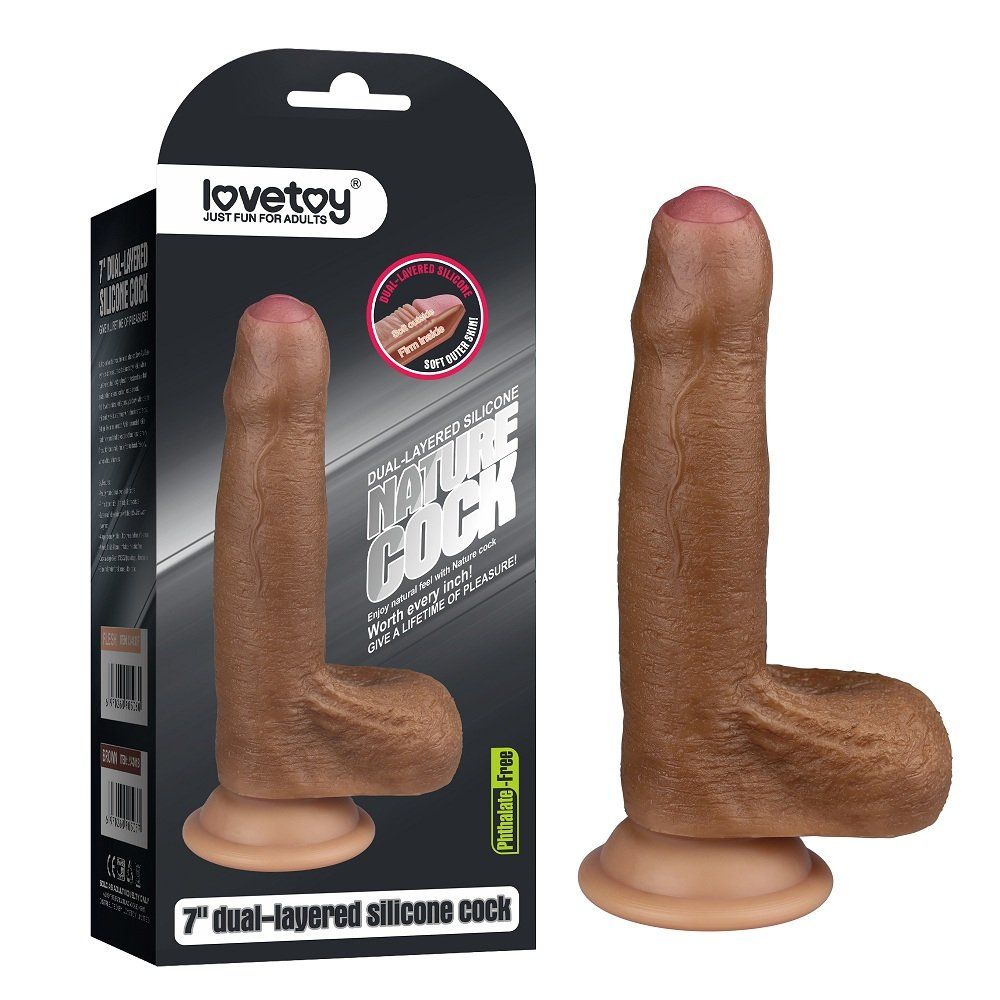 Lovetoy - 6.3" 未割包皮仿真阳具 - 啡色 照片-6