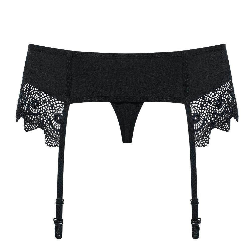 Here's all you need to become a beautiful coquette. The ... Obsessive - Moketta Garter Belt - Black - L/XL photo-8