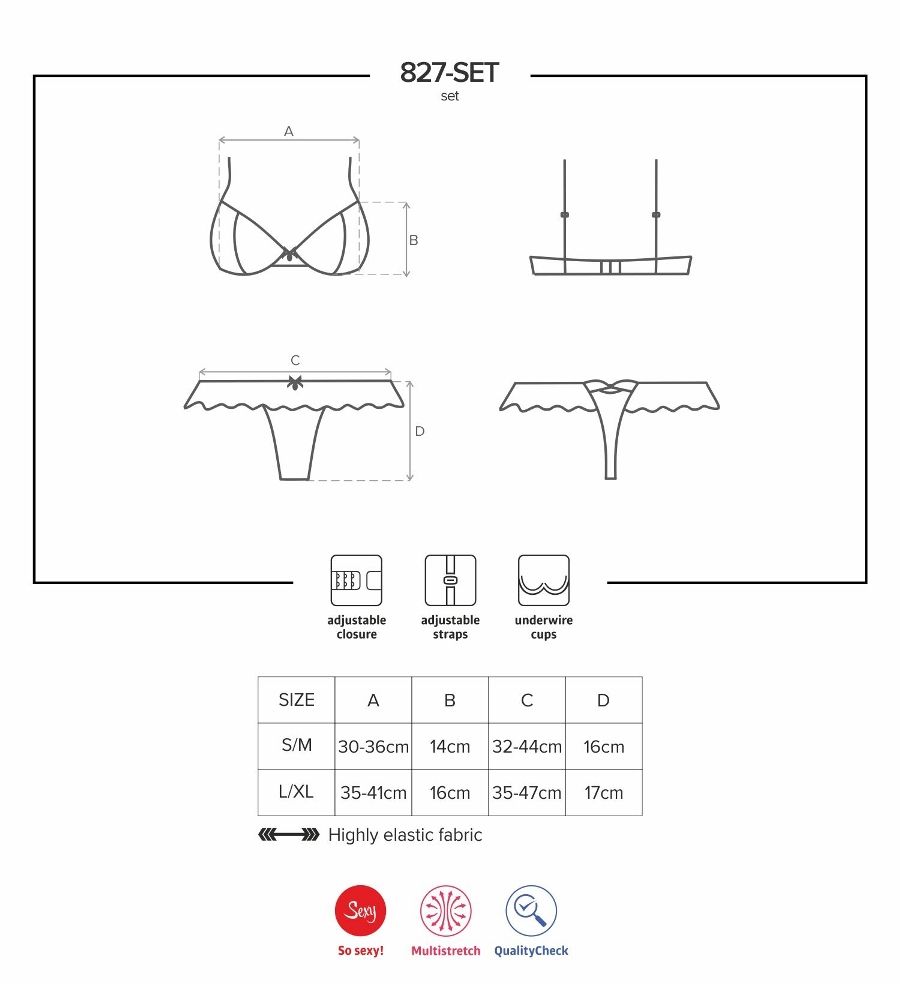 This flirtatious set wants to come to you, get out of the bo... Obsessive - 827-SET-3 Set 2-pcs - Red - S/M photo-9