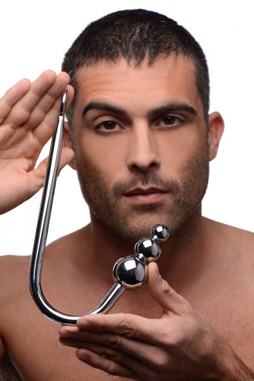 Better than your average anal hook, the Meat Hook has three ... Master Series - Meat Hook Beaded Anal Hook - Steel photo-3